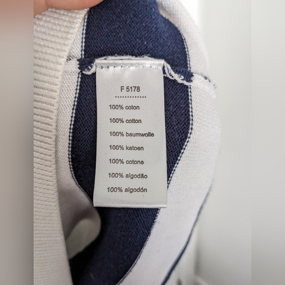 Lacoste Devanlay v-neck sweatshirt navy and white striped mens L/XL - Picture 6 of 6